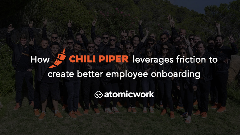 This cover image is for a blog post about how Hallie Condon, Director of Employee Experience at Chili Piper, on how she balances automation with engagement when designing HR programs